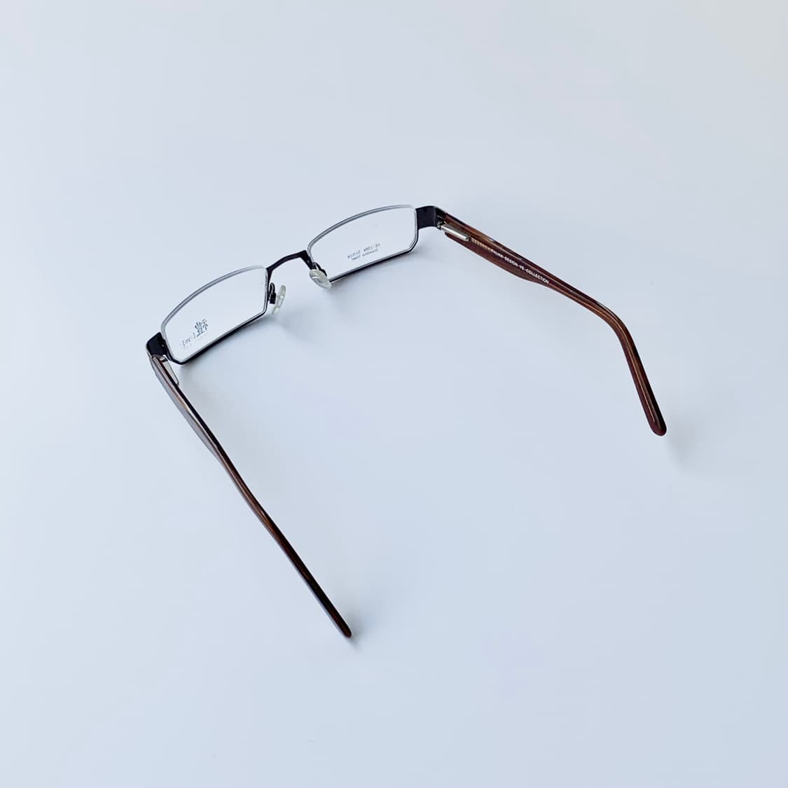 790 빈티지안경 픽키 데드스탁 사각 역반무테 언더림 하금테 메탈 브라운 상품이미지5