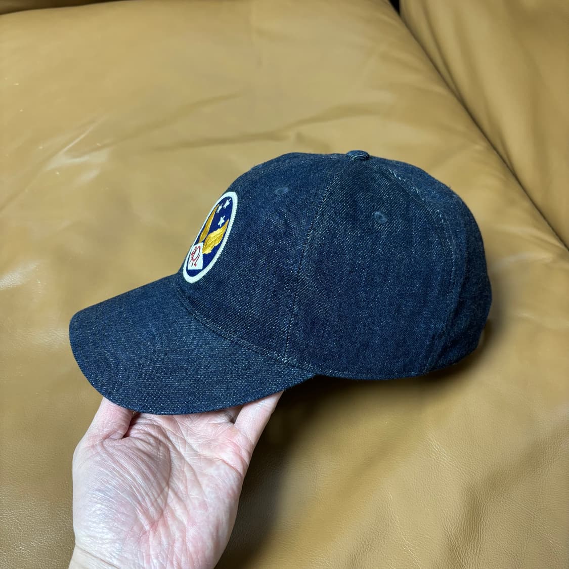 RRL 더블알엘 랄프로렌 폴로 윙로고 6패널 볼캡 모자 워시드 데님 상품이미지4