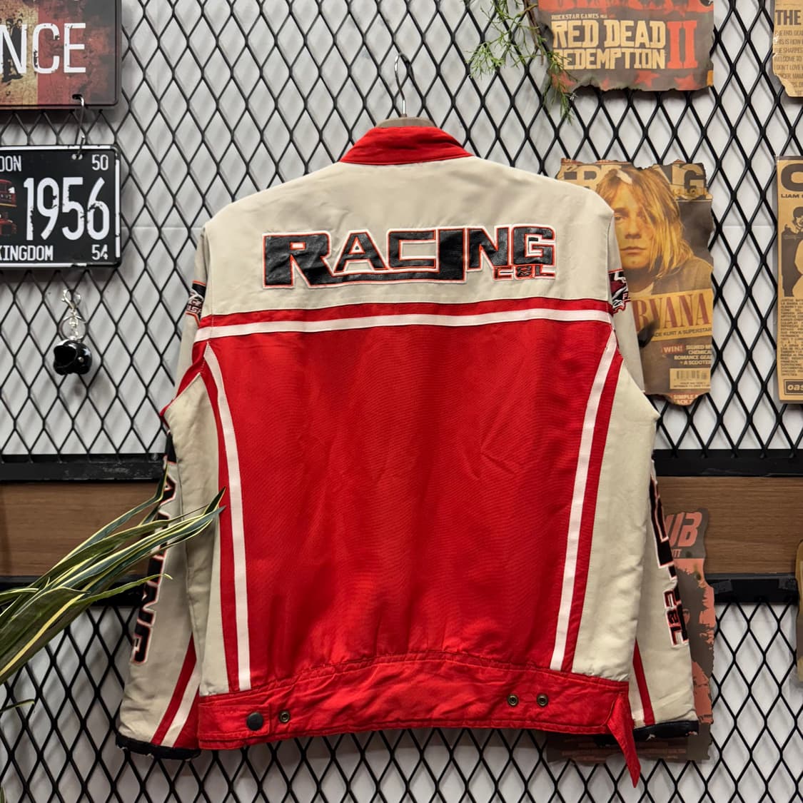 00s C&L 모터레이싱 라이더자켓 전후면 패치 디테일 레드 아이보리 상품이미지2