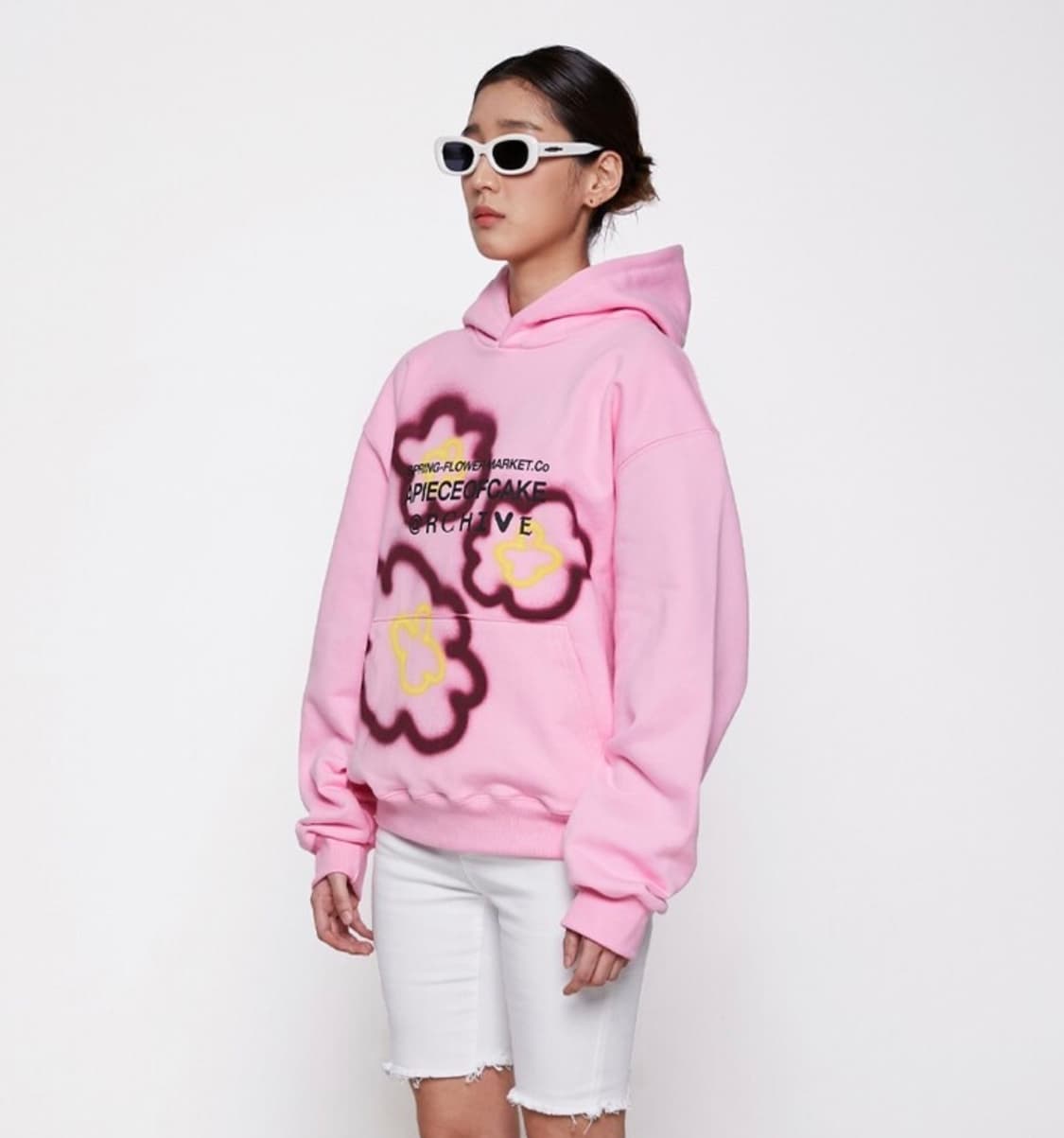 [새상품] 어피스오브케이크 플라워 베어 후드티 핑크 상품이미지2