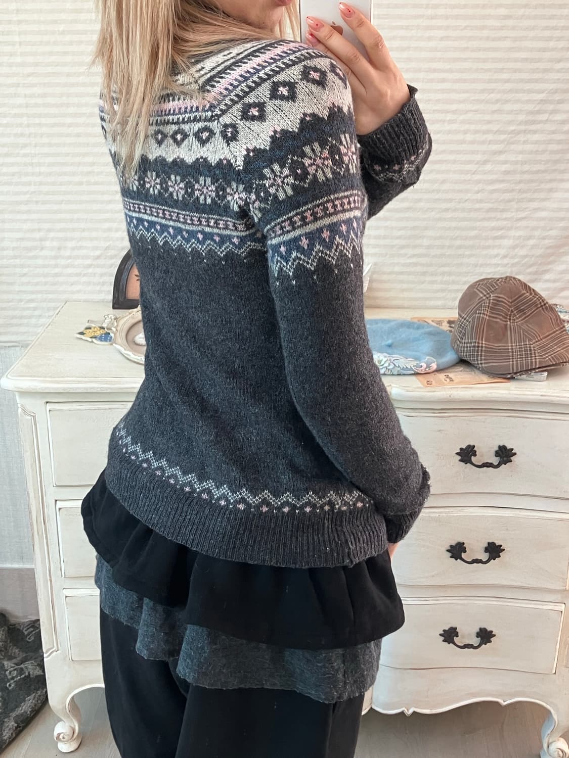 jpn vintage 핑크 그레이 노르딕 가디건  상품이미지2