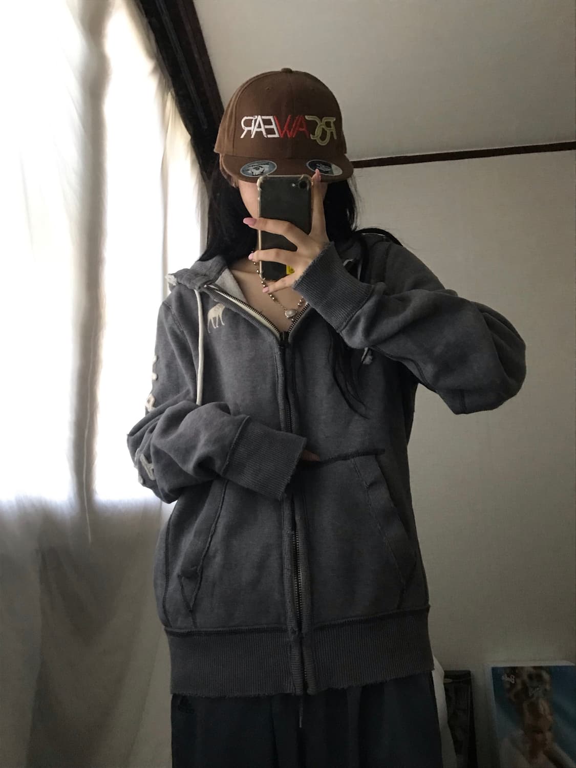 아베크롬비 그레이 사이드로고 후드집업 상품이미지5