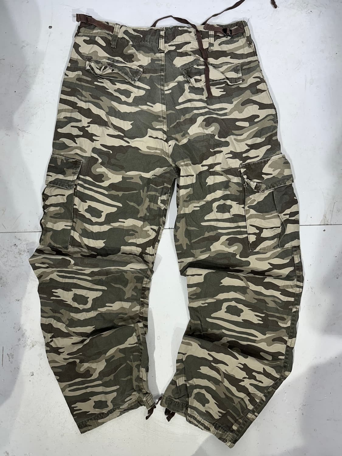 빈티지 베이지 카모 카고 와이드 팬츠 M 상품이미지5