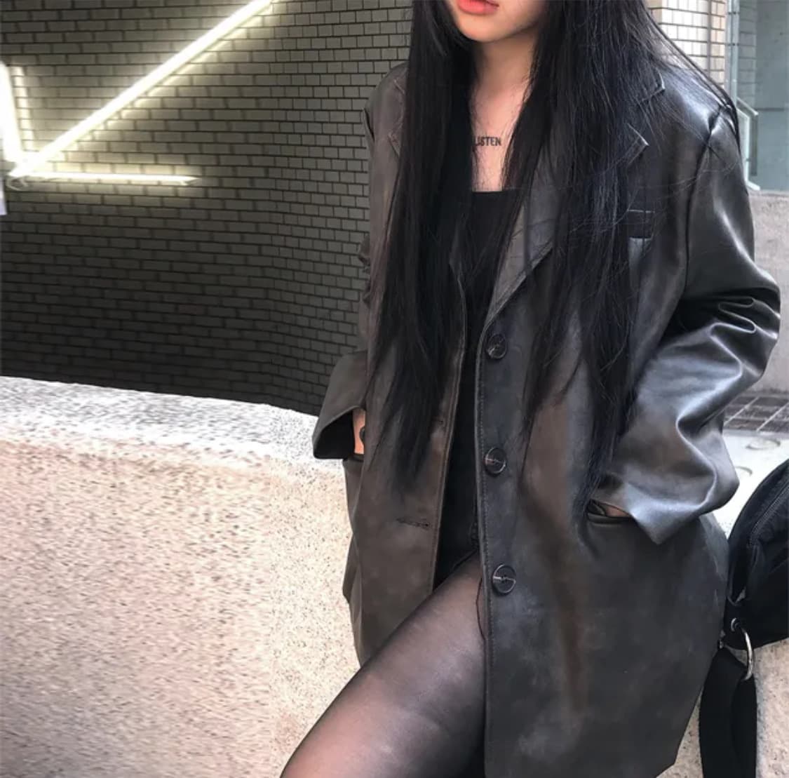 anyonemore 애니원모어 셰인 레더 블레이저 브라운 상품이미지3