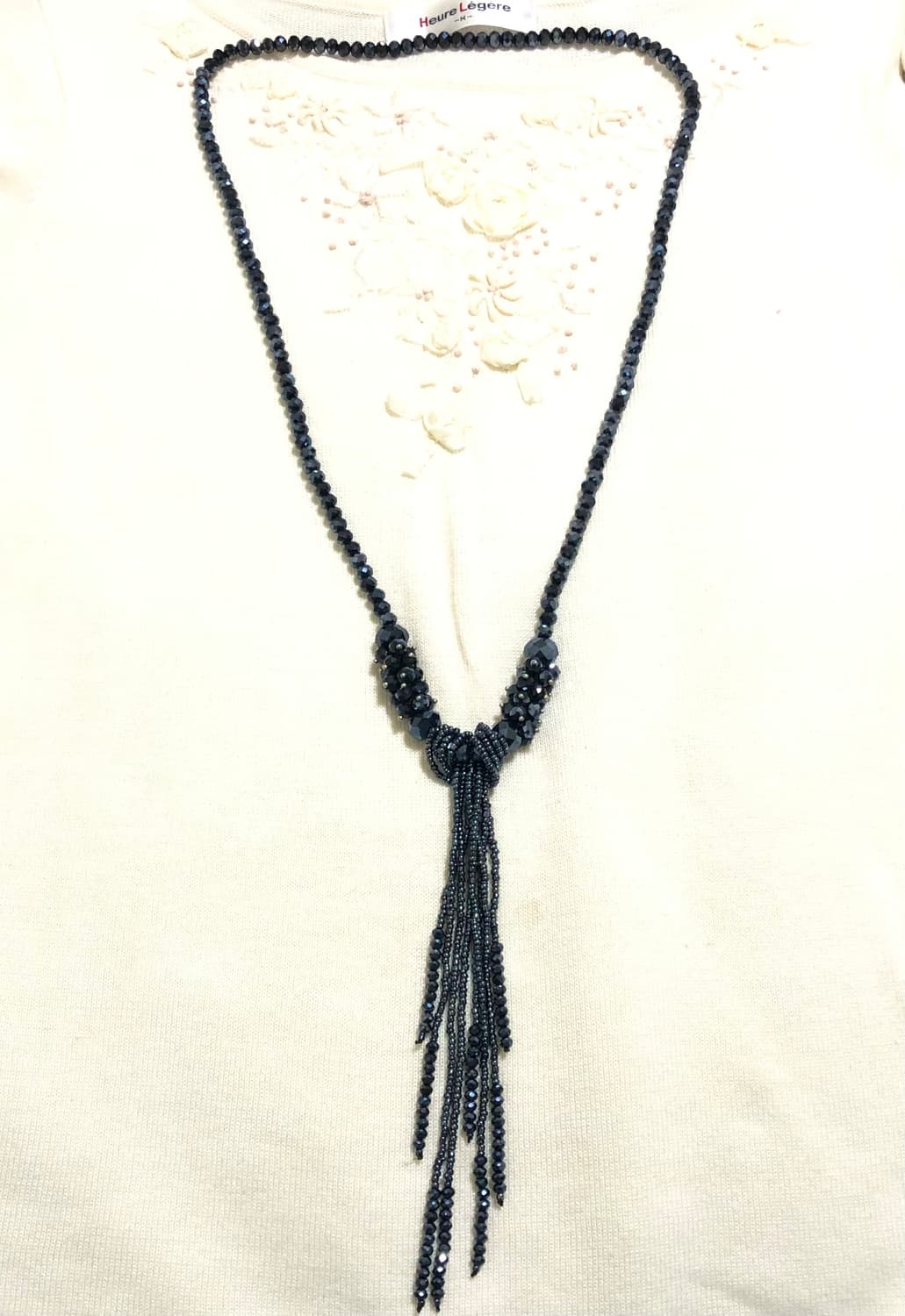 빈티지 롱 목걸이 네이비 비즈 드롭 오리엔탈 긱시크 y2k 페어리 모리걸 상품이미지1