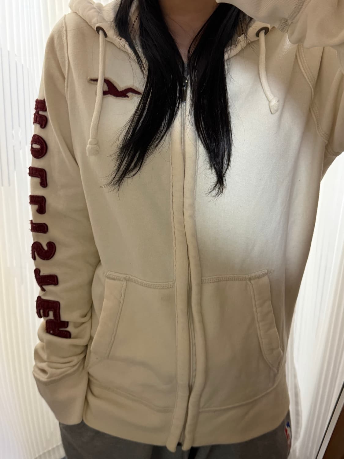 홀리스터 아이보리 후드집업 L 상품이미지1