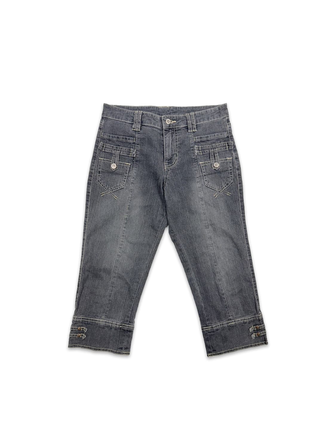 빈티지 그레이 y2k 디테일 카프리 팬츠 상품이미지1