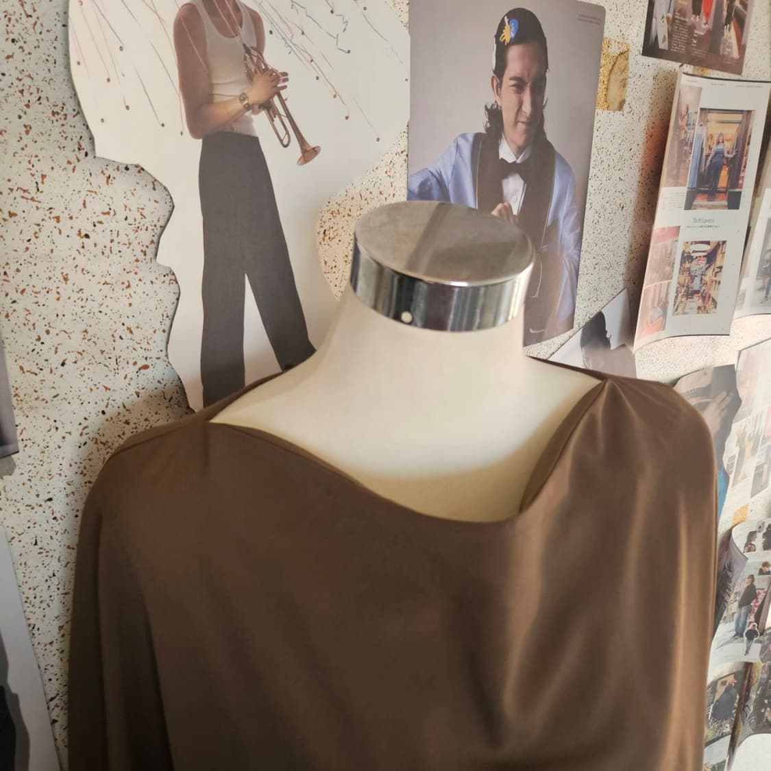 랑방 컬렉션(Lanvin) 카키 양가죽 견 레이어드 블라우스 상품이미지7