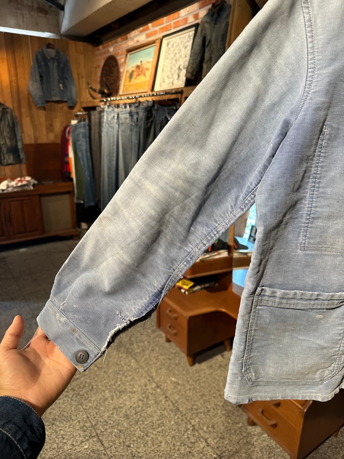 40s 50s French Moleskin Work Jacket 상품이미지4