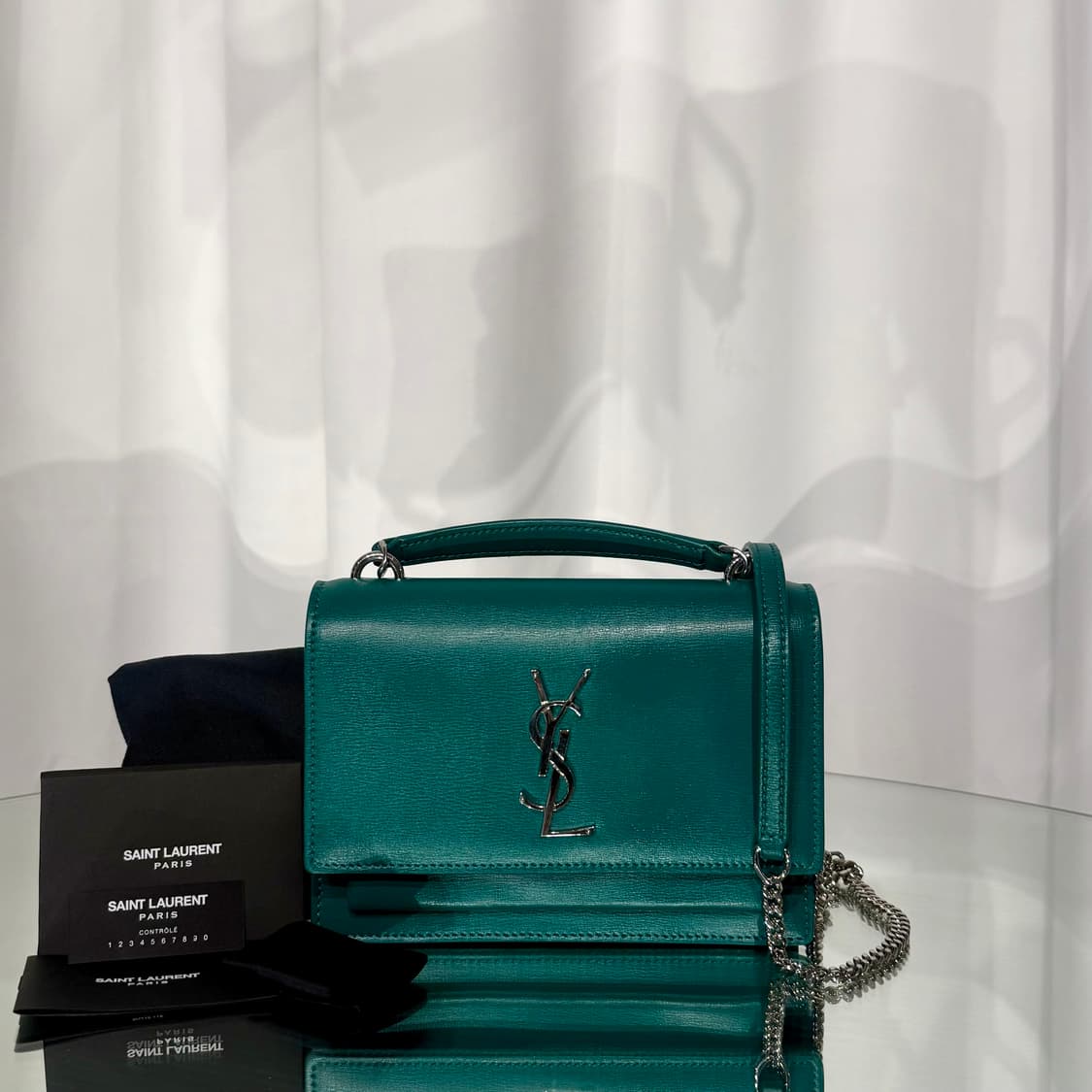 생로랑 YSL 실버 모노그램 체인 월렛 선셋 미니백 상품이미지1