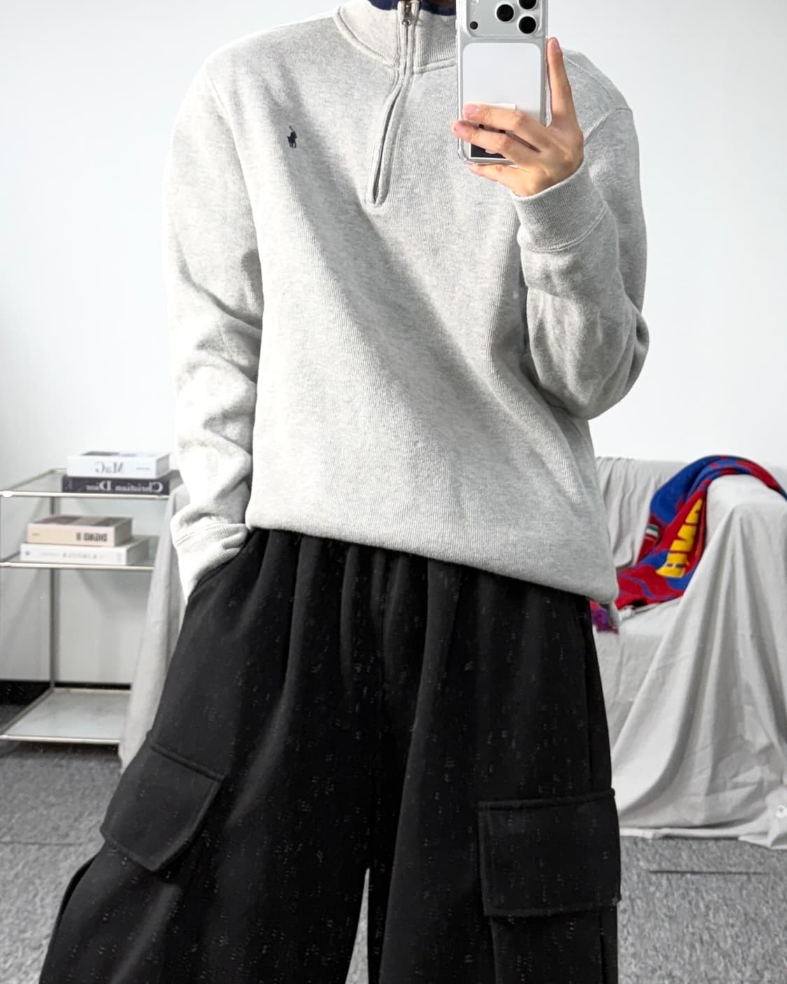 폴로 랄프로렌 라이트 그레이 하프집업 XL 상품이미지3