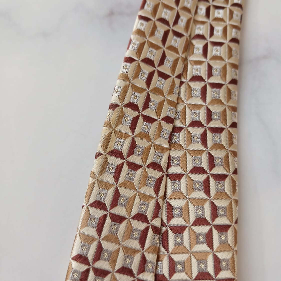 닥스 실크 베이지 지오메트릭 텍스처 넥타이 9.5cm A등급 A19251 상품이미지7