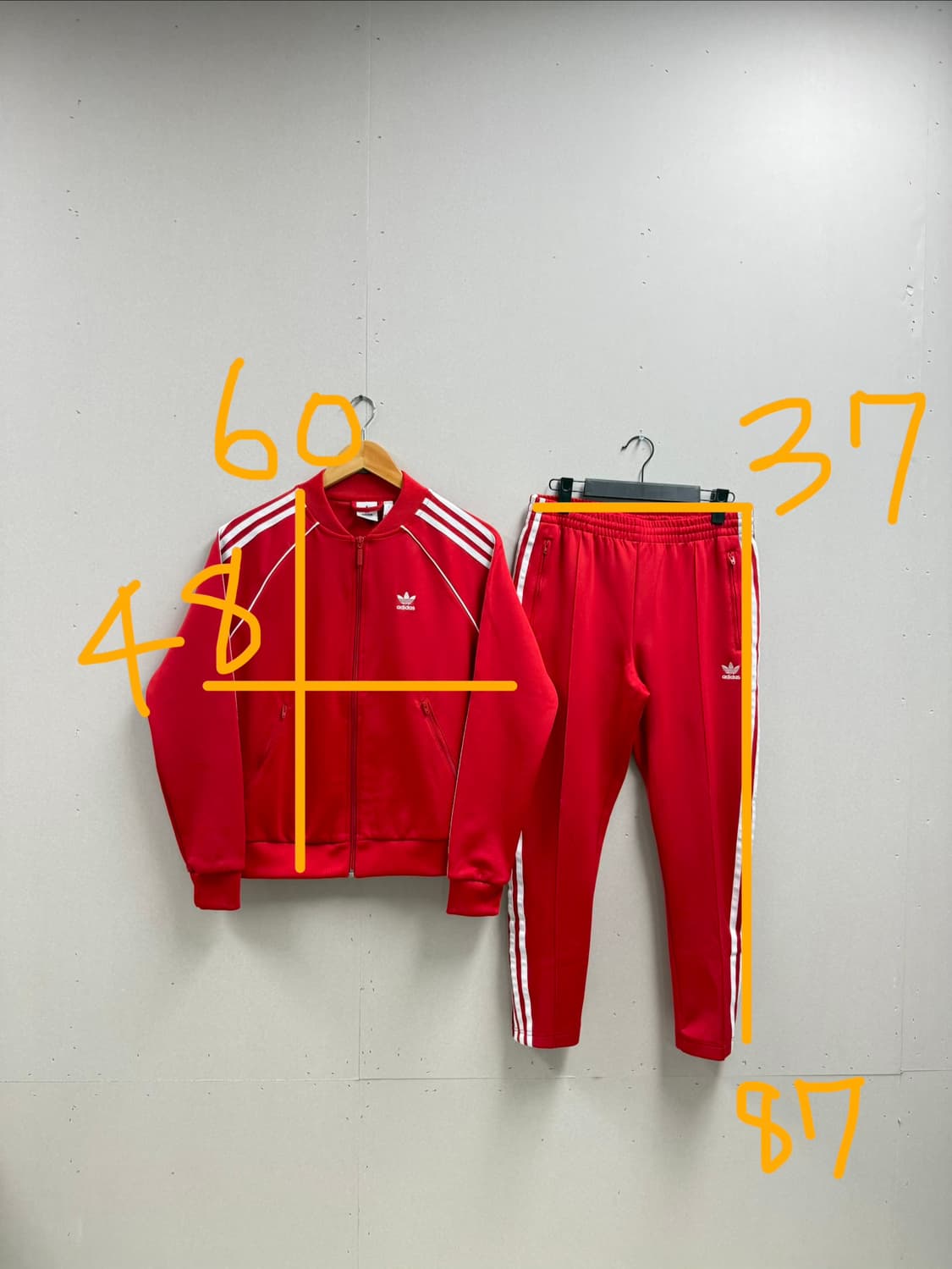 여성 s-m / 아디다스 슈퍼스타 져지 집업 + 팬츠 세트 레드 상품이미지2