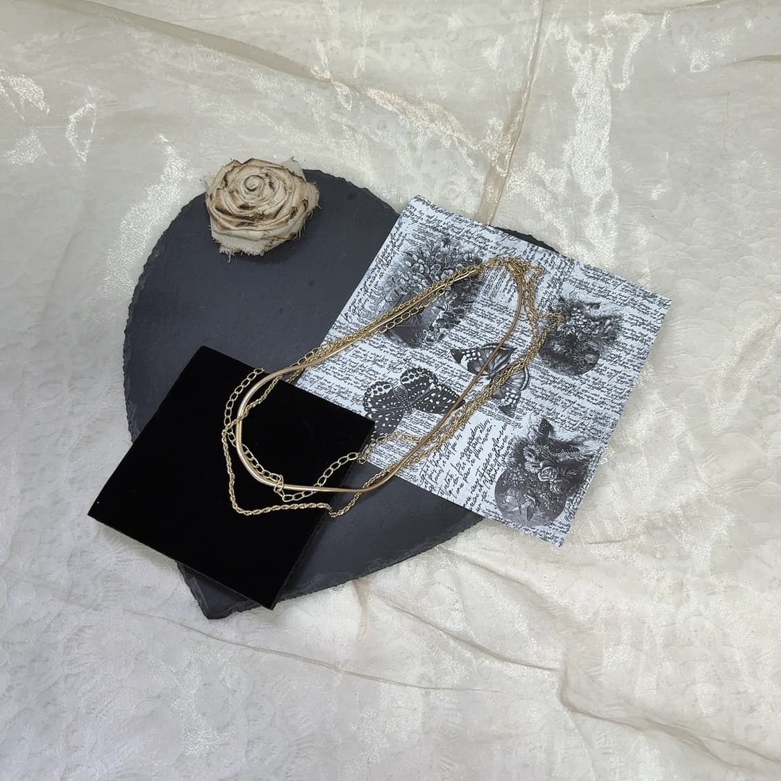 빈티지 중세 스네이크체인 꽈배기체인 레이어드 목걸이 상품이미지2