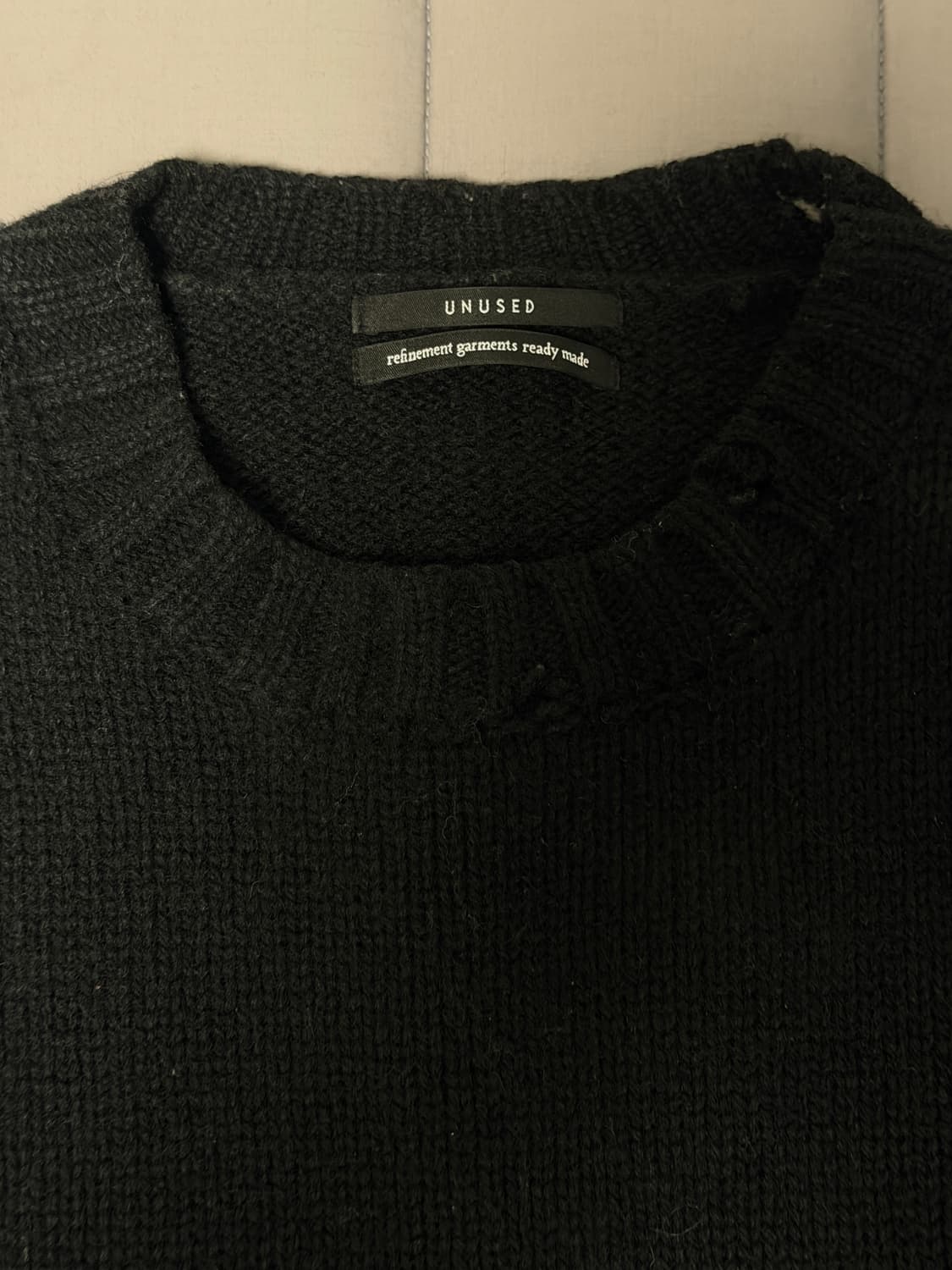 [3] unused 언유즈드 3G 데미지 니트 블랙 상품이미지2