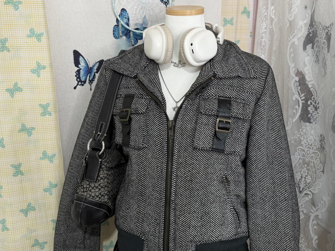 블랙 해링본 투 포켓 겨울 자켓 상품이미지7