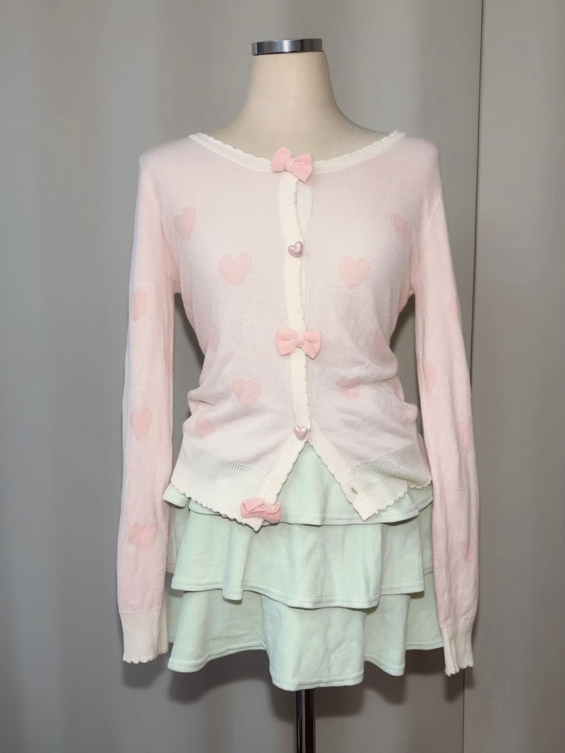 Deary 하트 패턴 가디건 리즈리사 로걀 히메갸루 페어리 일본 빈티지 상품이미지1
