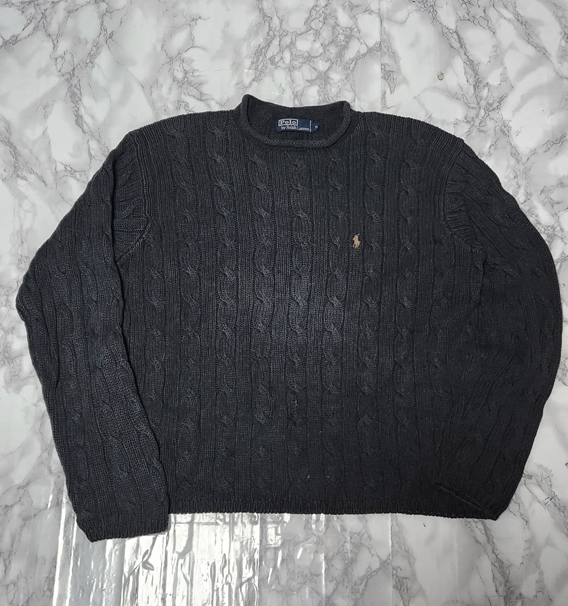 폴로 랄프로렌 꽈배기 차콜 오버핏 니트 상품이미지1