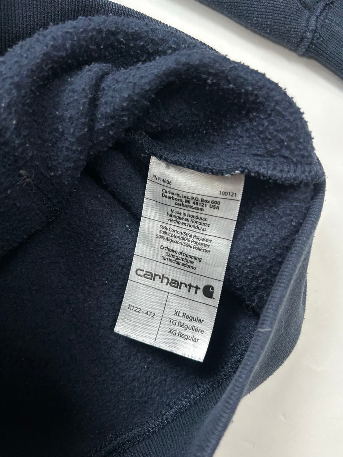 칼하트 미드웨이트 네이비 후드집업 XL 상품이미지7