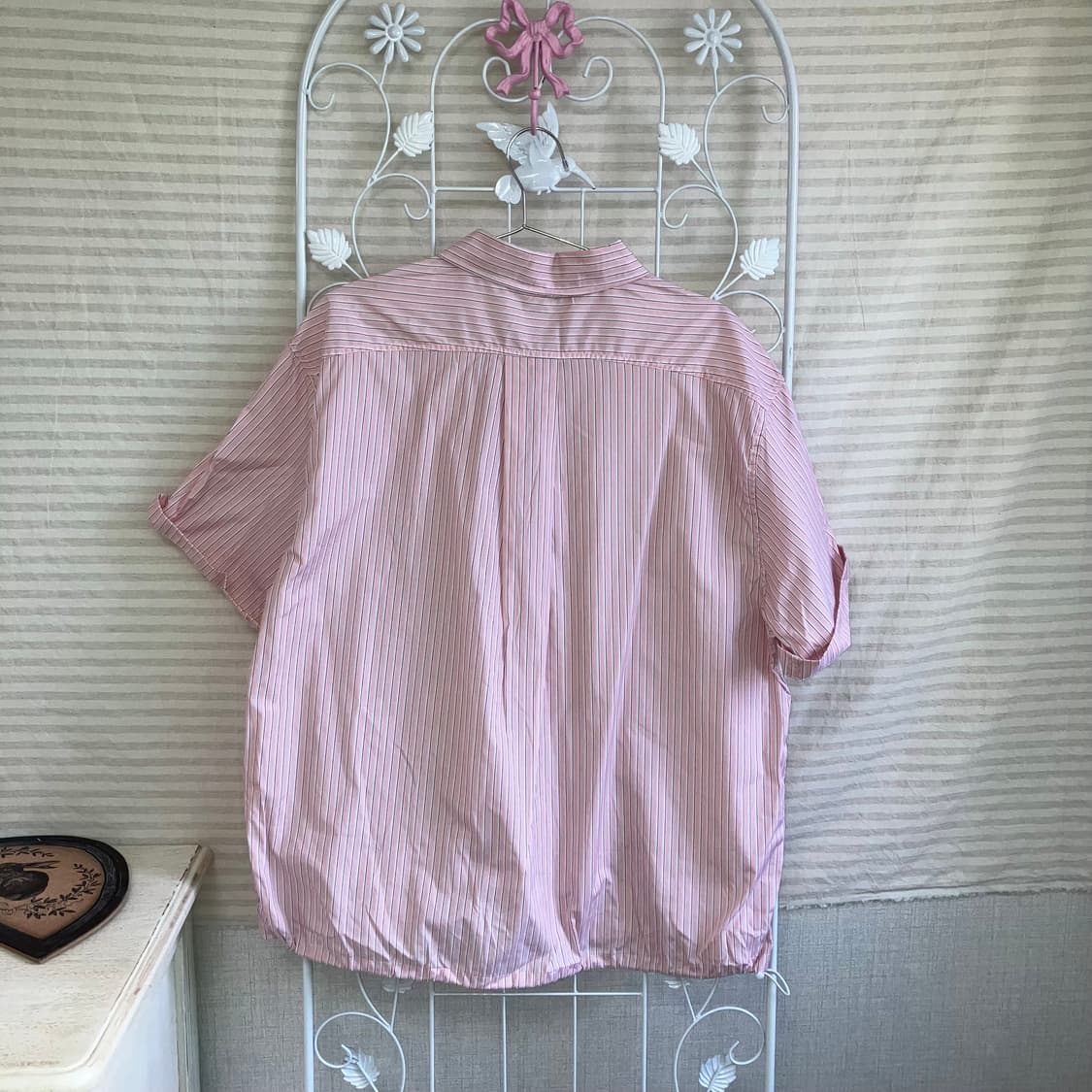 빈티지 핑크 스트라이프 셔링 셔츠 y2k 스트릿 갸루 펑키464 상품이미지2