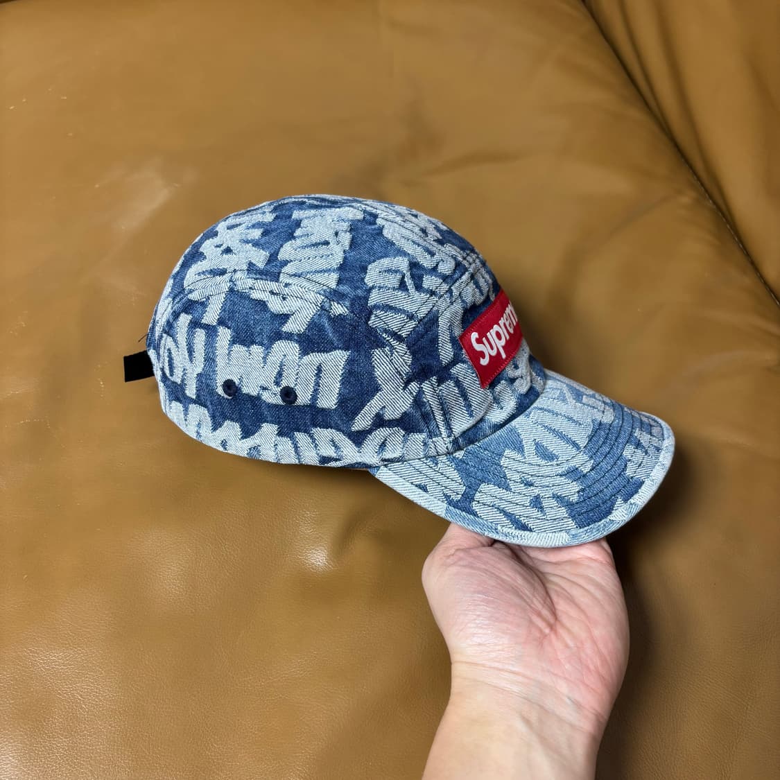 슈프림 캠프캡 모자 박스로고 워시드 데님 상품이미지3