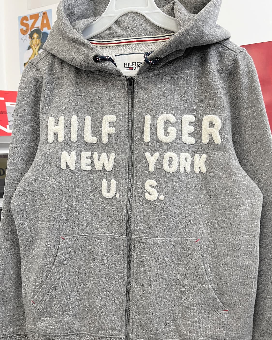 타미힐피거 아플리케 로고 그레이 후드집업 상품이미지6