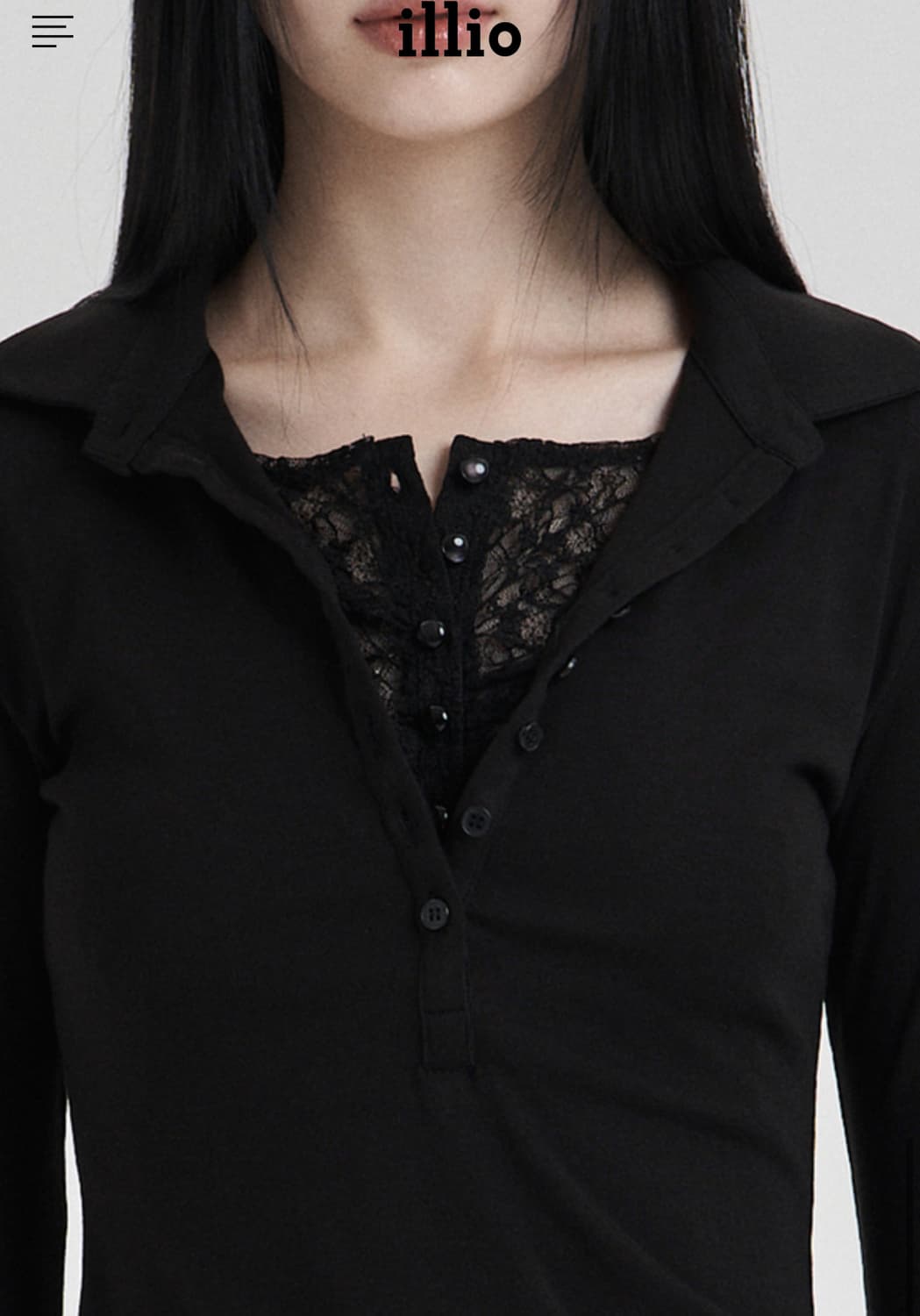 일리오 블랙레이스 레이어드 롱슬리브 s 상품이미지2
