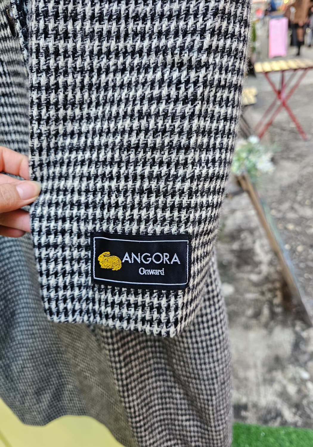 Maduson 하운드투스체크 앙고라 더블 롱코트 상품이미지7