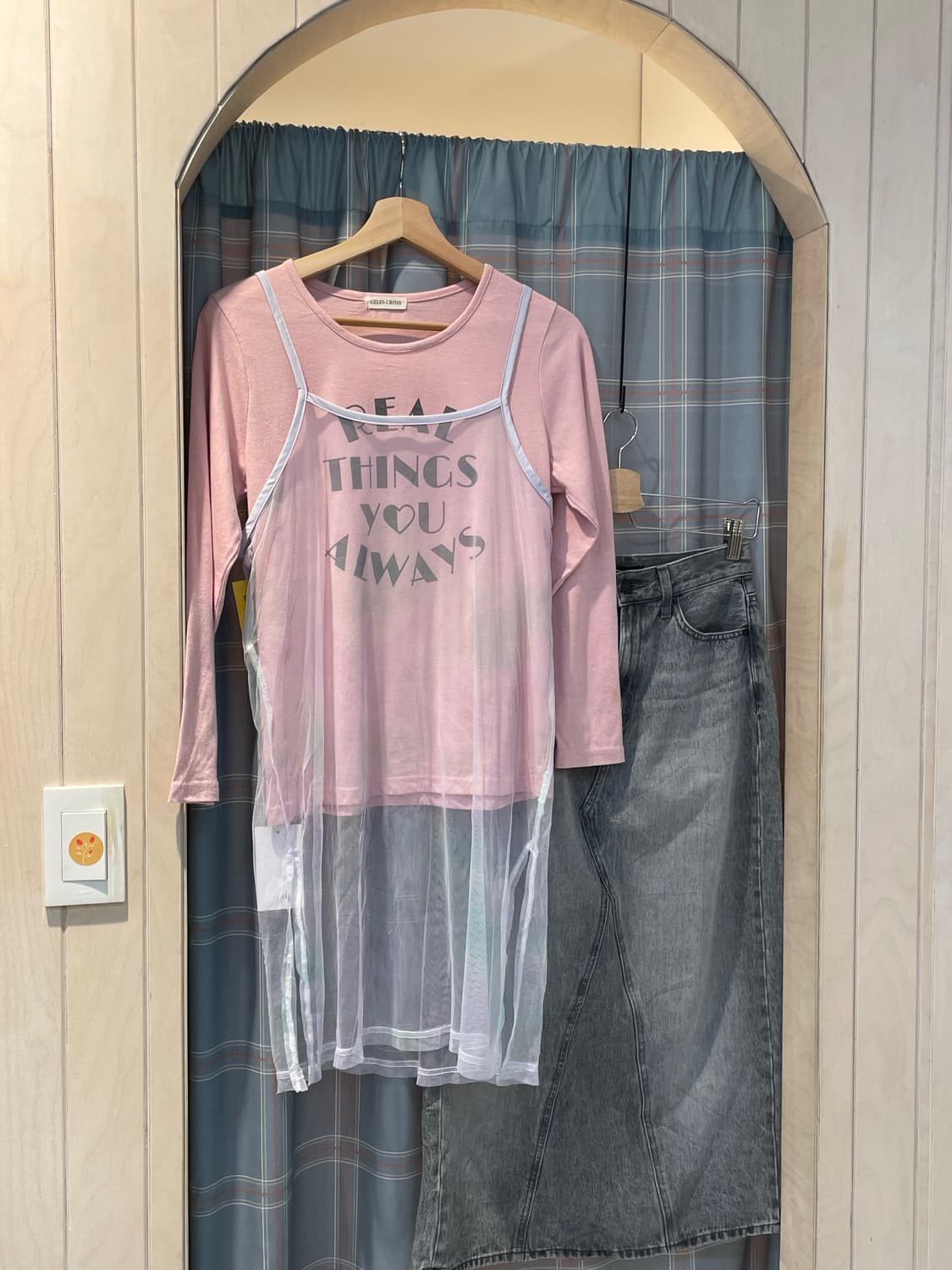 일본빈티지 연핑크 긴팔티 상품이미지3