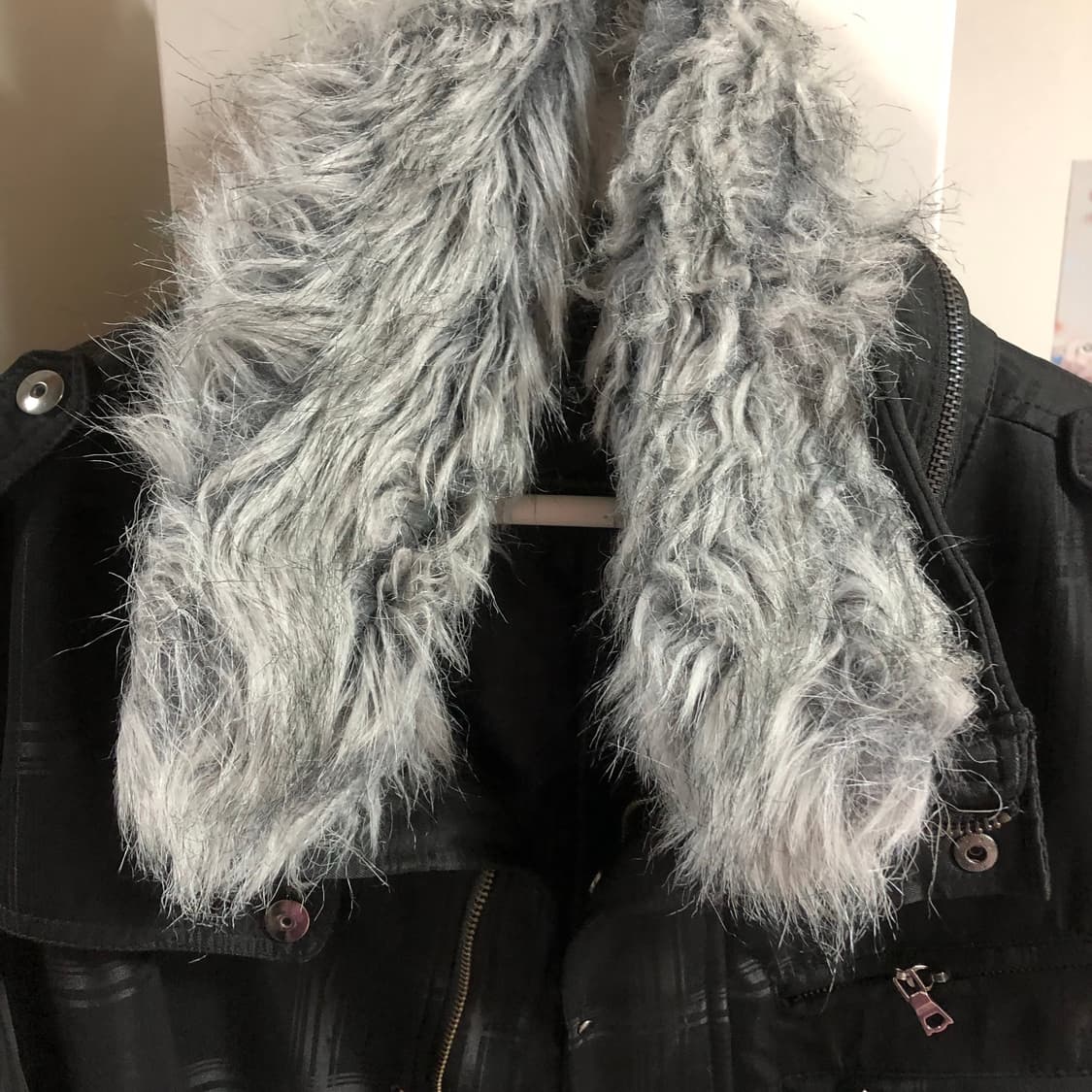 (하자있음) 빈티지 체크 롱 아우터 야상 자켓 패딩 상품이미지3