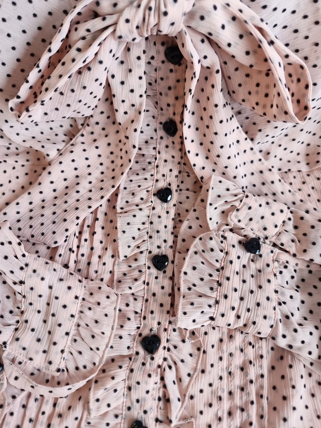 LIZ LISA 핑크 도트 리본 블라우스 상품이미지3