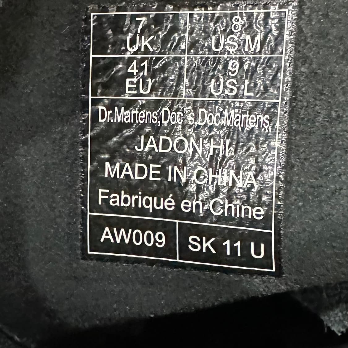 UK7) 닥터마틴 워커 남녀 공용 제이든 하이 블랙 상품이미지8