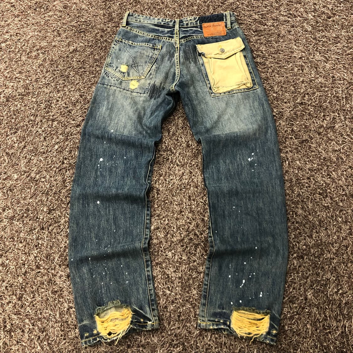 FLASH REPORT JPN 빈티지 워싱 페인트 데미지 데님 팬츠 상품이미지1