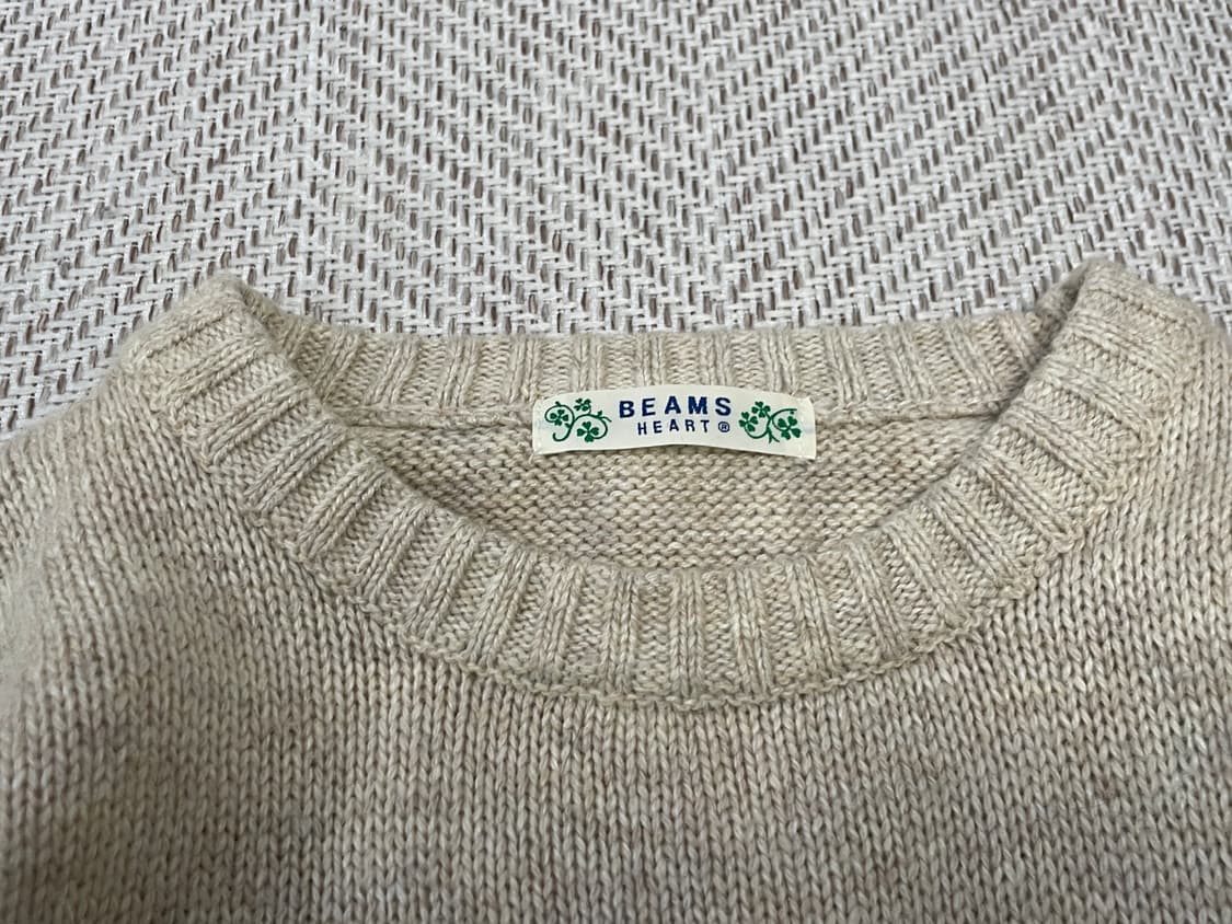 빔즈 크루넥 베이지 배색 니트  J03699 상품이미지5