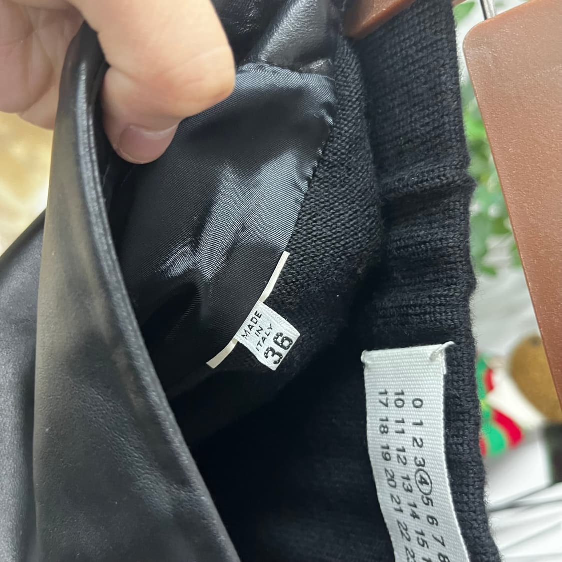 메종마르지엘라 레더/울 믹스 스커트 36 상품이미지4