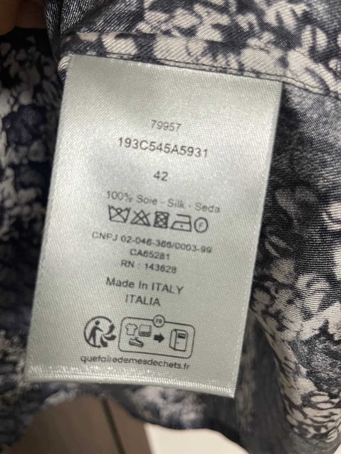 디올 데님 티어스 실크 셔츠 42 새상품 상품이미지3