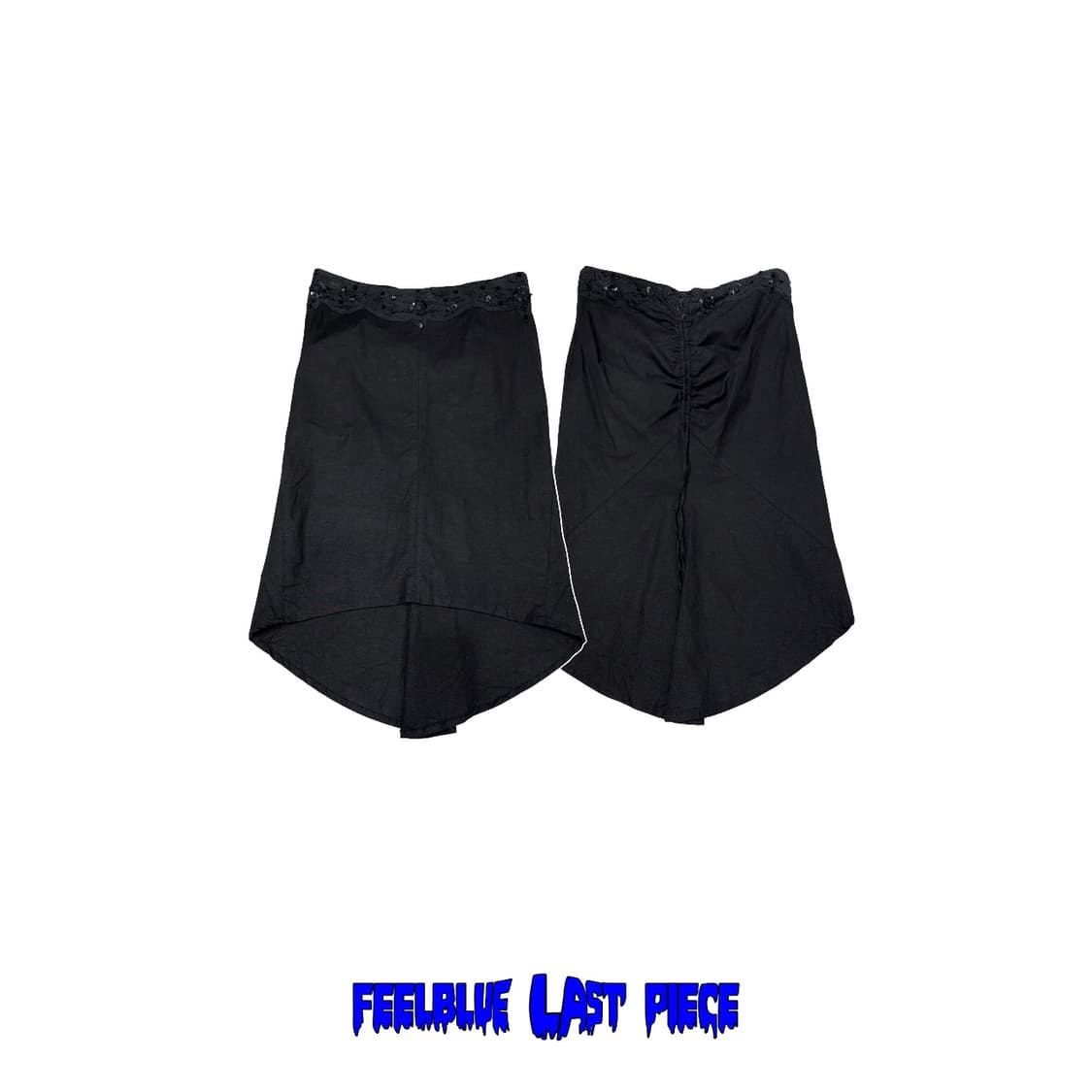 goth fairy Black Linen Midi Skirt 상품이미지1