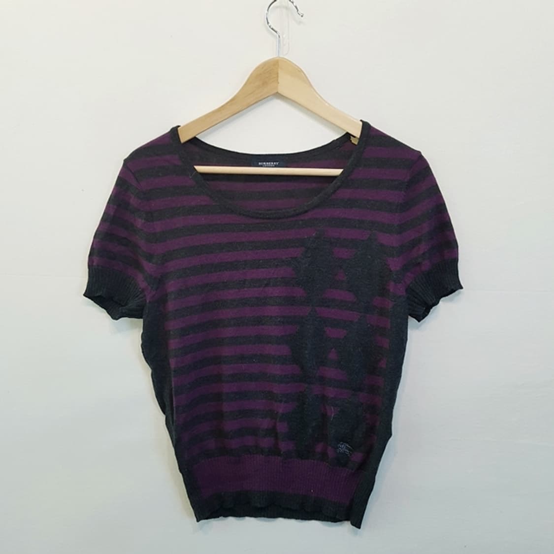 BURBERRY 버버리 런던 울 스웨터 차콜 퍼플 상품이미지1