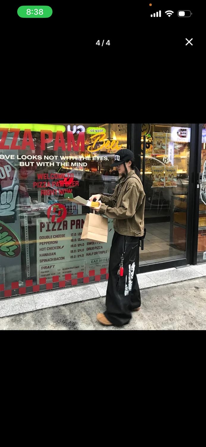 니치스 CM 일레븐 레터링 데님 와이드 팬츠 새상품 상품이미지3