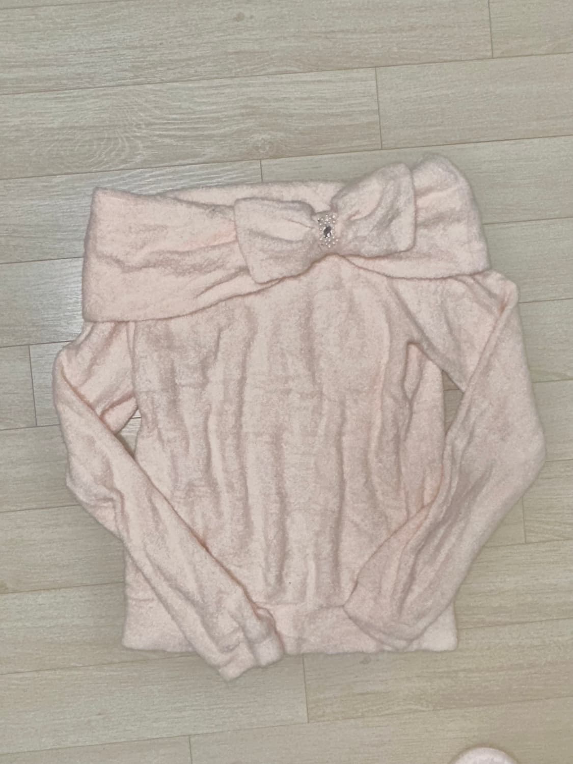 Japanese vintage) pink ribbon 큐빅 오프숄더 상품이미지1