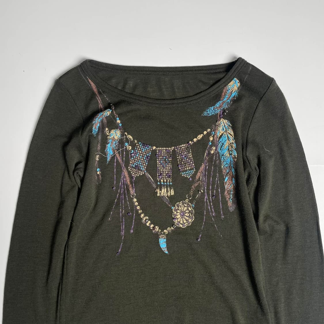 Yoshie inaba 울 100 비즈 프린트 롱 슬리브 상품이미지2