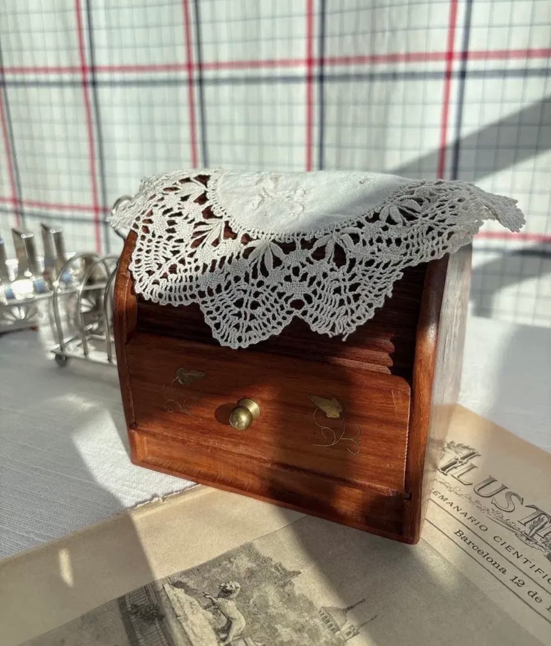 빈티지 롤탑 우드함 보석함 상품이미지4