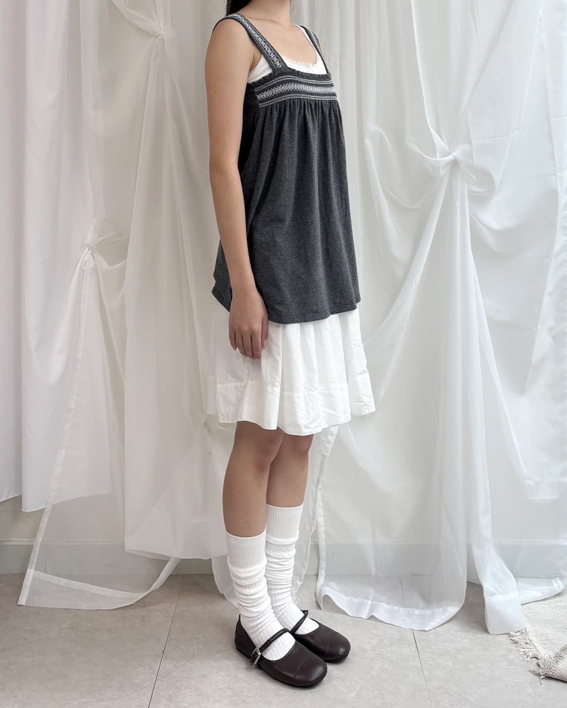 uniqlo ethnic smocking a line sleeveless 상품이미지8
