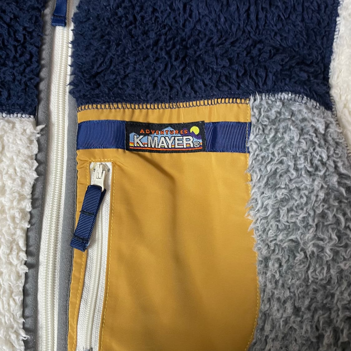 크리프메이어 네이비 아이보리 배색 뽀글이 플리스 자켓 M 상품이미지4