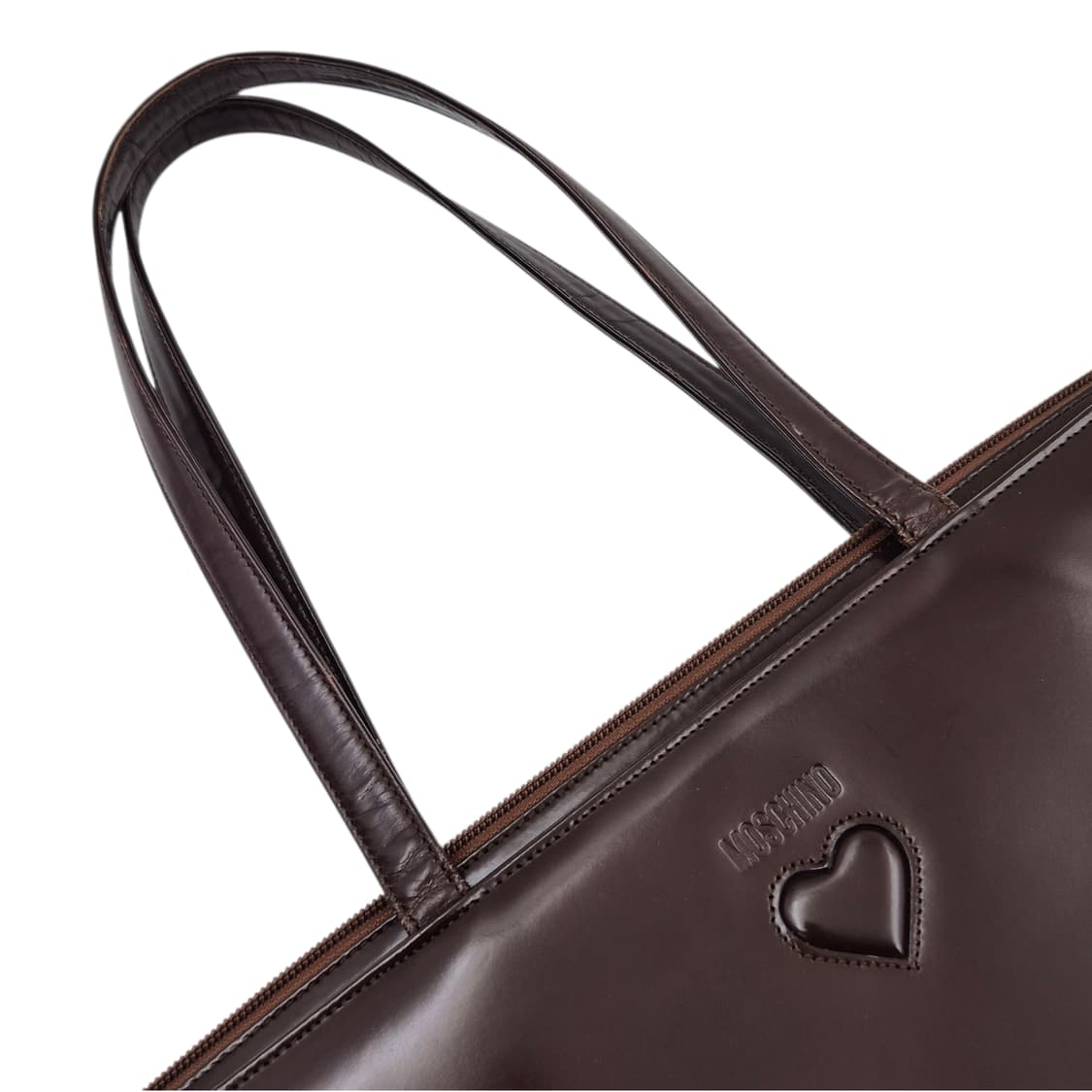 90s 모스키노 하트 엠보 레더 숄더&토트백 상품이미지3