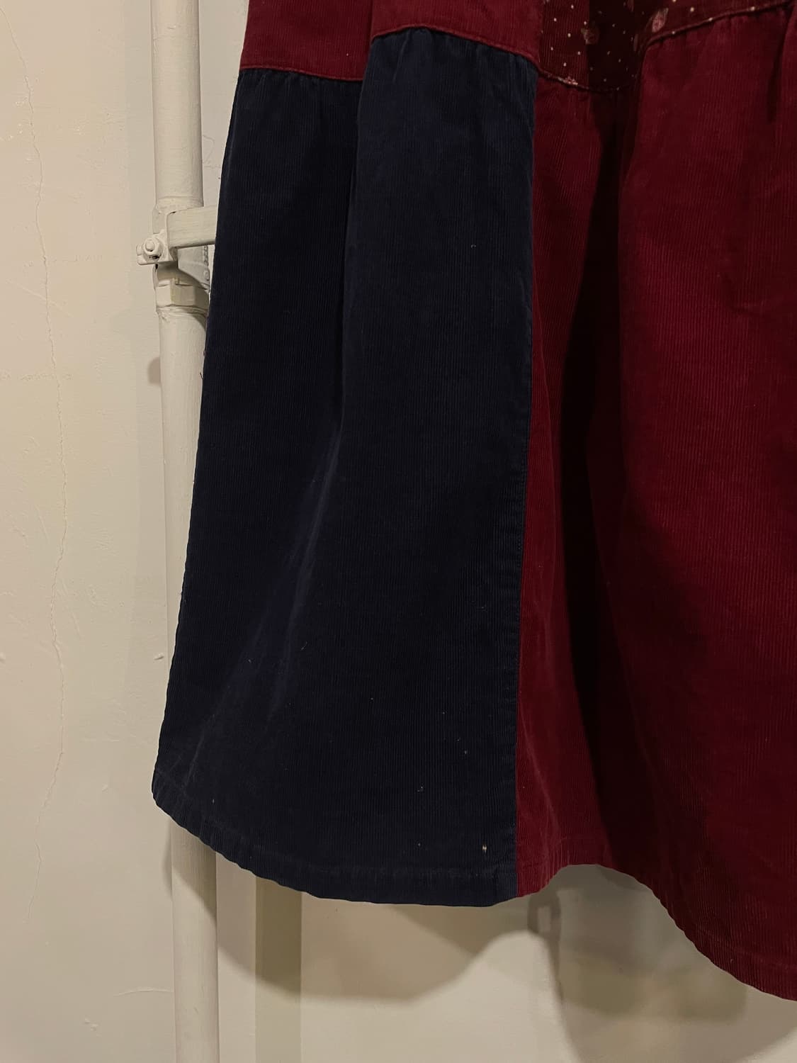 플라워 도트 패턴 패치워크 레드 스커트 모리 히피 상품이미지3