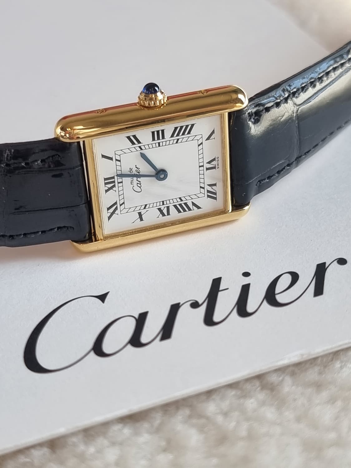 까르띠에 빈티지 탱크머스트 L 화이트다이얼 디버클 시계 02년 남여공용 상품이미지1