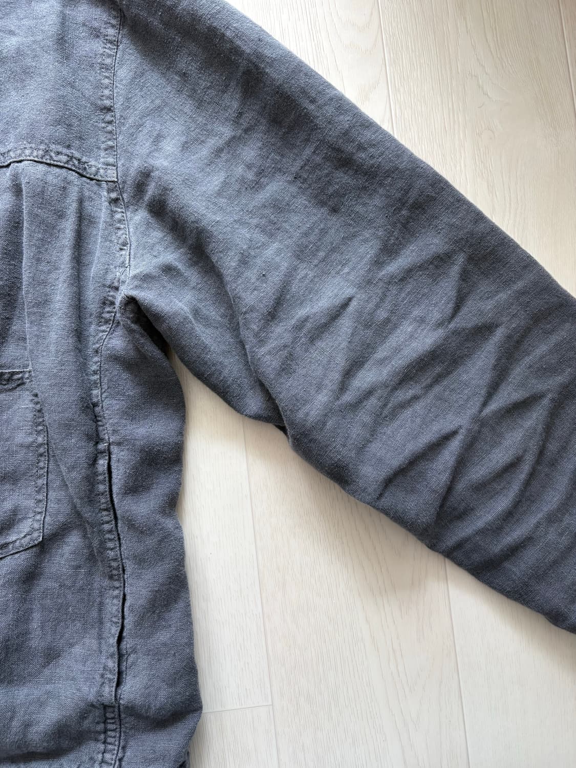 폴리테루 린넨 트러커 자켓 블루 4 size 상품이미지3