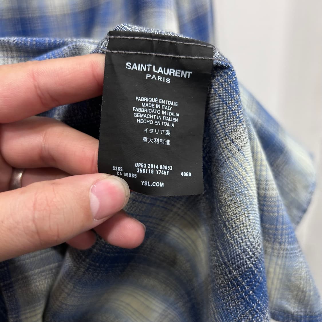생로랑 레귤러 그라데이션 체크 셔츠 상품이미지4