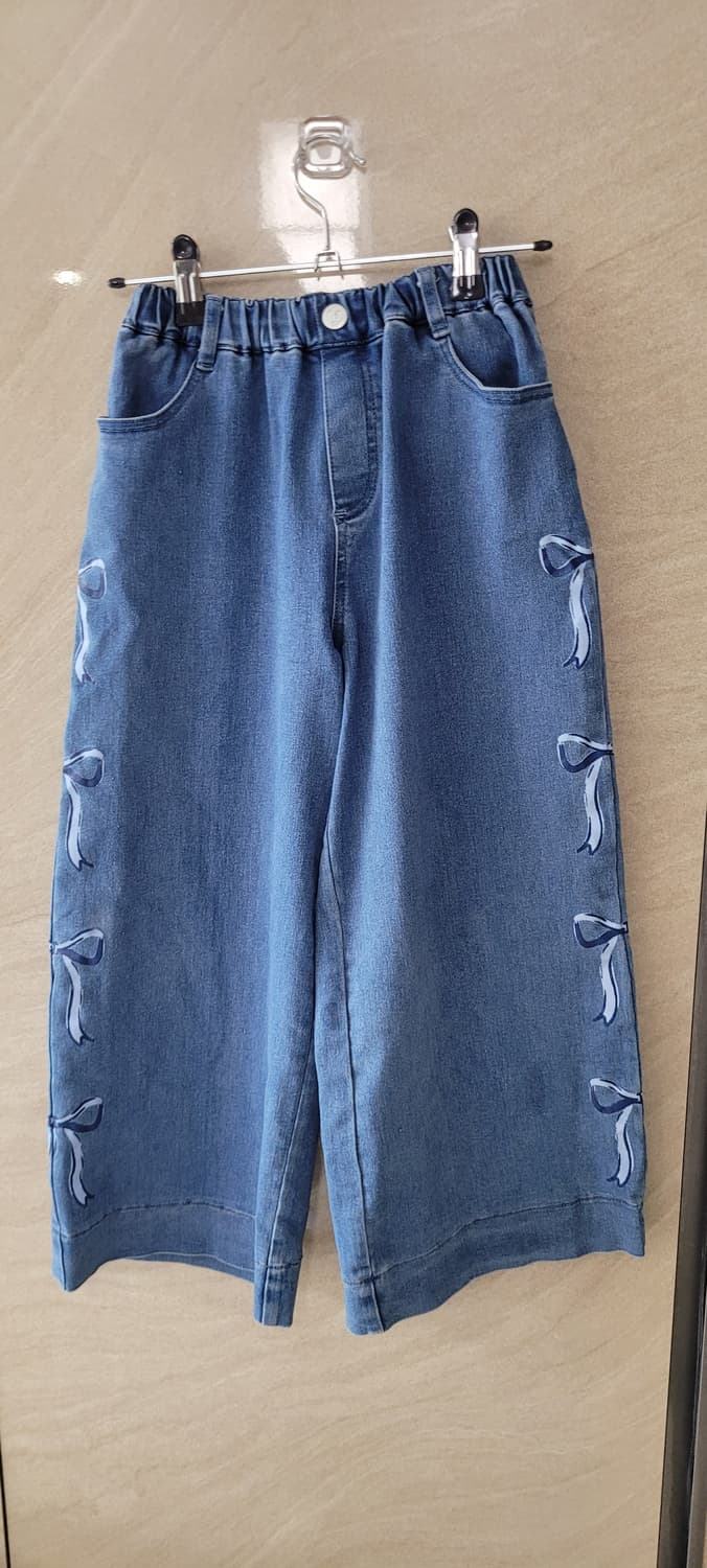 (여아140사이즈)리에벨로,유니클로 리본 데님 청바지(봄,가을용) 상품이미지1